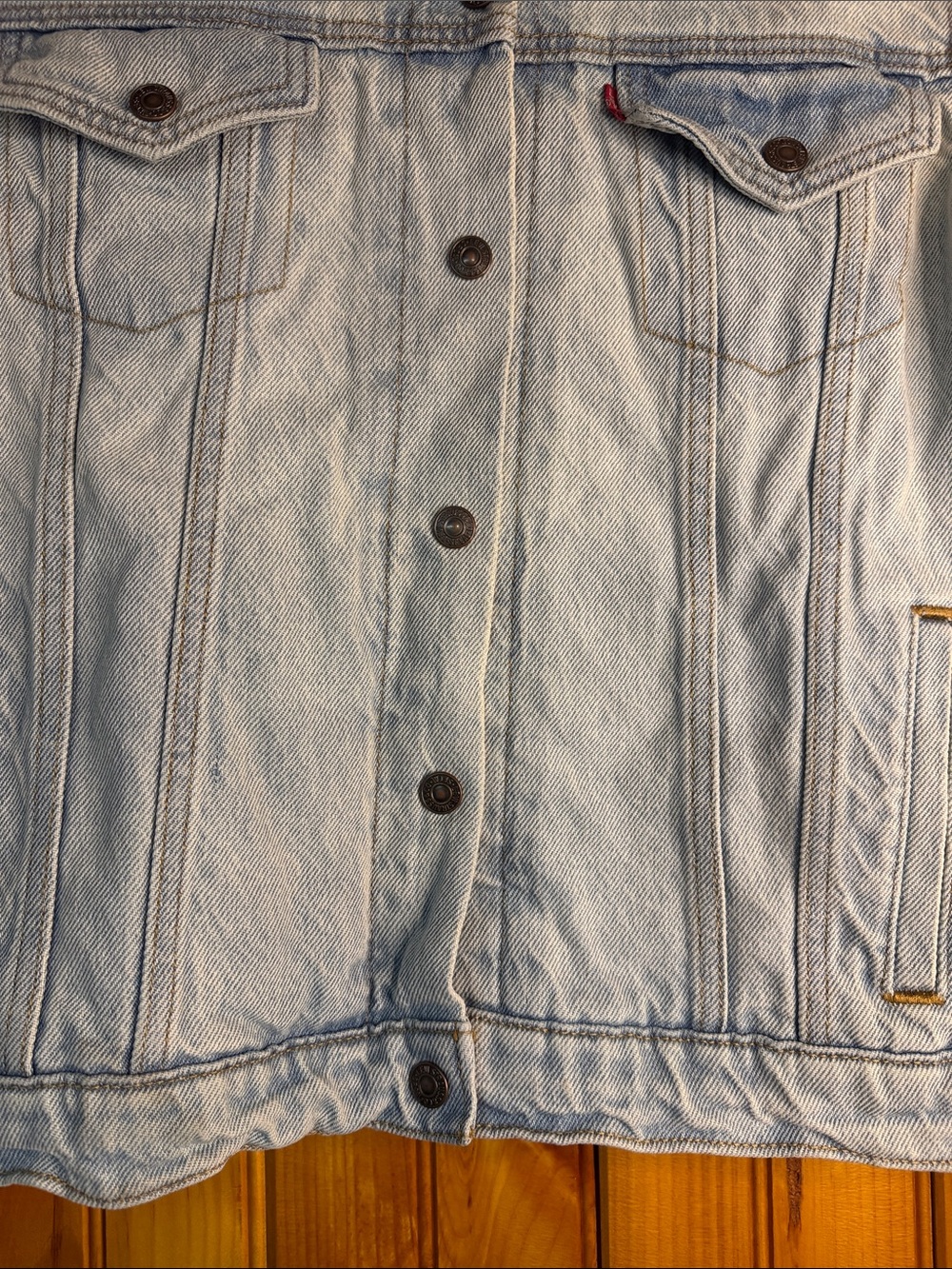 Levi's Light Blue Denim Bomber Jacket with Purple Sherpa Collar - Picture 6 of 11